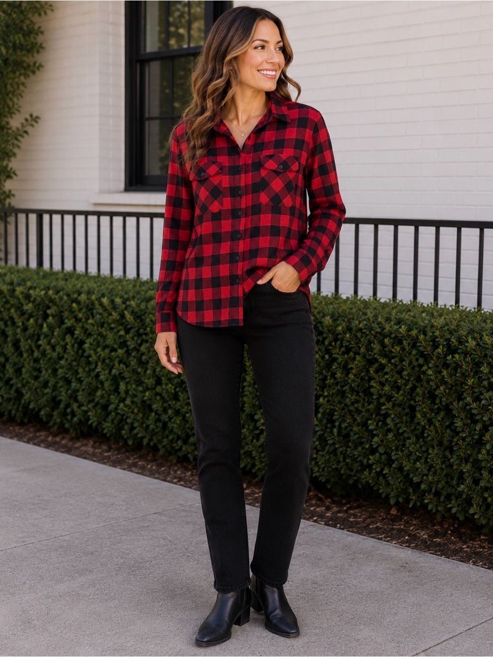 Just Be checkered button down top